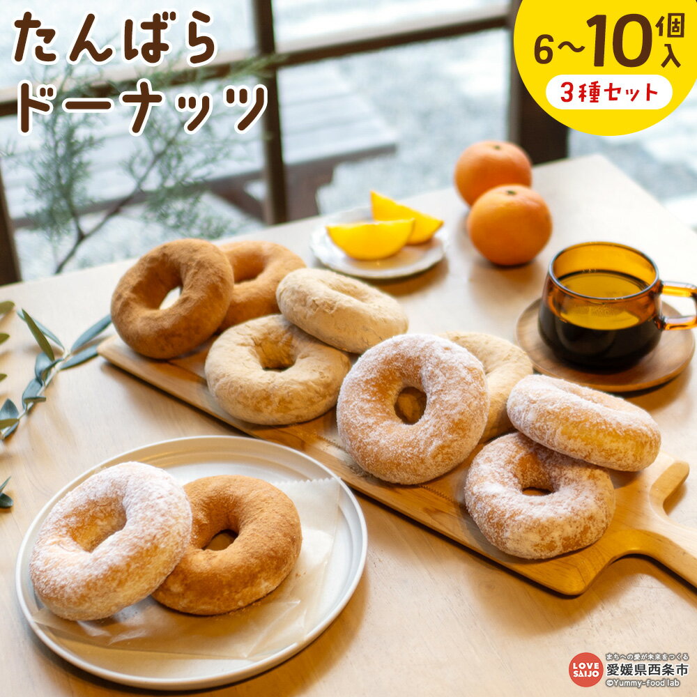 【ふるさと納税】＜たんばらドーナッツ 3種 6個/10個セット＞※翌月末迄に順次出荷します。選べる 内容量 ドーナツ 蒸しドーナッツ おやつ スイーツ お菓子 詰合せ 詰め合わせ 国産 西条市産 ヘルシー 新食感 もっちり ふんわり CREW TAMBARA 愛媛県 西条市【冷凍】