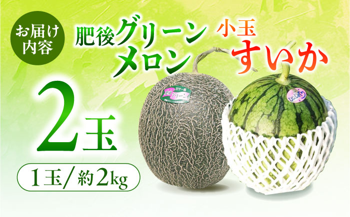 【数量限定】【先行予約】肥後グリーン メロン 1玉＆小玉 すいか 1玉【合同会社 福福堂】 [ZCN004]