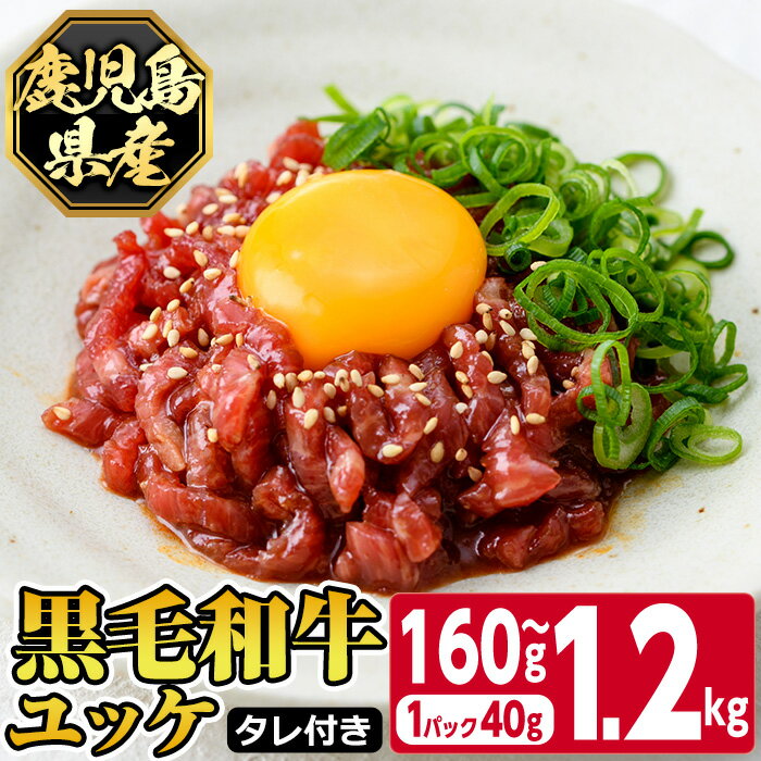【ふるさと納税】＜容量とお届け回数が選べる！＞《期間・数量限定！》鹿児島県産黒毛和牛ユッケ(計160g～1.2kg・1Pあたり40g)タレ付き！鹿児島 国産牛 九州産 牛肉 黒牛 生食用 小分け 冷凍 ユッケ 黒毛和牛 牛 【カミチク】