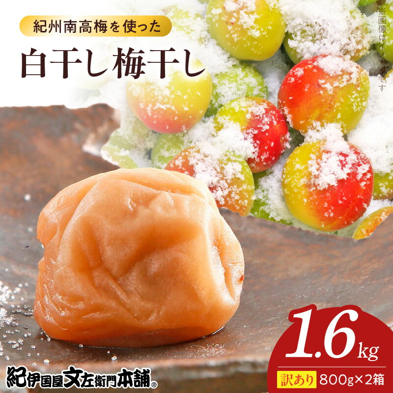 【ふるさと納税】白干し梅干し 800g×2箱 セット 計1.6kg 塩分 18〜20％ ご家庭用 訳あり 紀州 南高梅 すっぱい しょっぱい 昔ながら 梅干し 肉厚 ジューシー とろける 果肉 選別 箱詰め 手作業 こだわり 逸品 お取り寄せグルメ お取り寄せ グルメ 和歌山県 湯浅町 送料無料