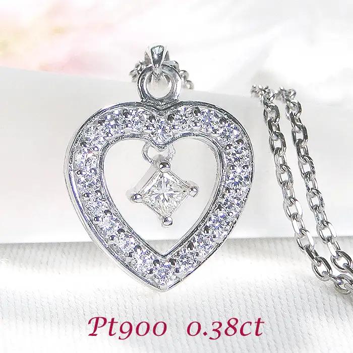 ネックレス プラチナ PT900 【計0.38ct】 ダイヤモンド 揺れるダイヤ プリンセスカット レディース ペンダント【f252-pt-p】 ALPAZ119