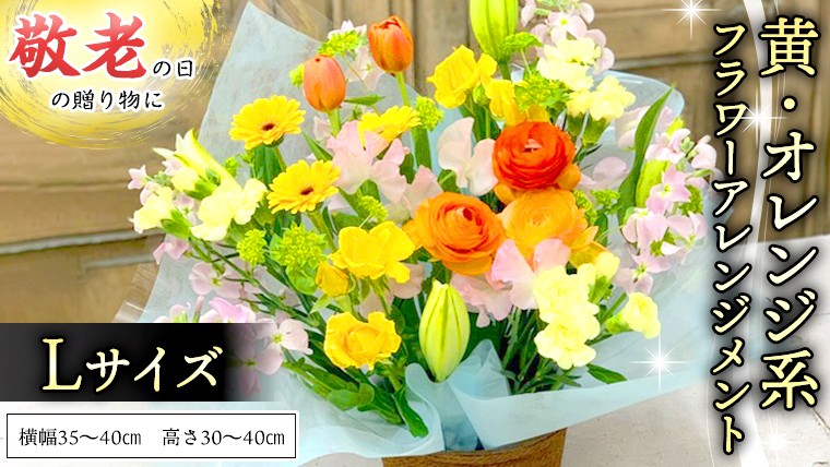 
            【 敬老の日 】 フラワー アレンジメント L　黄色 ・ オレンジ 系 ギフト プレゼント 花 お祝い 贈答 記念日 インテリア [CT086ci]
          