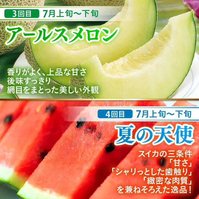 【先行予約】《全7回》あわら大満足 7種 フルーツ定期便 《あわらの旬が満載！》／ 果物 旬 食べ比べ 贈り物 定期便 マルセイユ アンデス アールス 大玉スイカ 梨 柿 ※2027年6月中旬以降順次