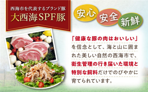 【 訳あり 】【3回 定期便 】 焼肉 豚 大西海 SPF豚 背ロース ＆ バラ （ 焼肉 用）計1.3kg（各650g）焼肉 焼肉 肉 食品 肉類 国産 豚肉 食べ比べ こだわり セット 甘み 旨み