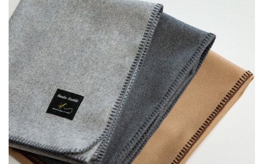 高級ラムウールブランケット　ライトグレー