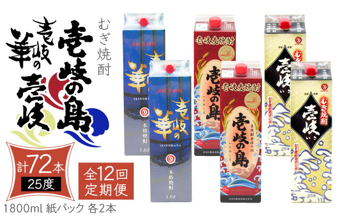 
【全12回定期便】 麦焼酎 壱岐の島 壱岐の華 壱岐 （25度・1800ml） 紙パック 各2本 計6本 《壱岐市》【天下御免】 むぎ焼酎 焼酎 麦 酒 お酒 [JDB342] 480000 480000円 48万円
