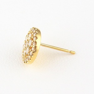 K18イエローゴールド＆ダイヤモンド サークルモチーフピアス【TE-112】