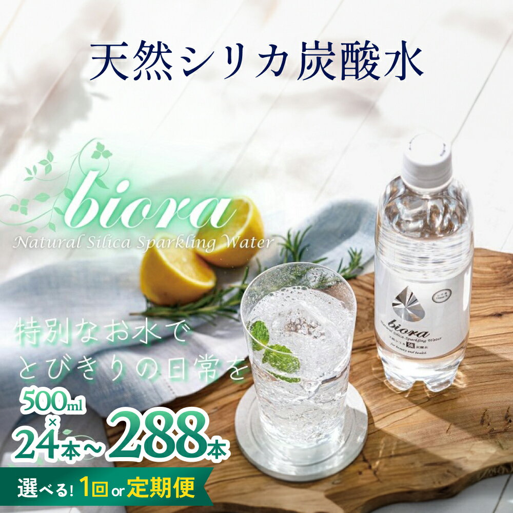 【ふるさと納税】 biora天然シリカ炭酸水 500ml×24本〜288本 1回発送 or 定期発送 大分 玖珠町 天然水 炭酸水 シリカ 軟水 美容 健康 ミネラル 飲料水 備蓄 防災 健康 九州 採水 吸収率 高い