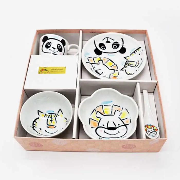 【波佐見焼】【名入れ】子供食器 セット （ライオン・パンダ・トラ） ベビー食器 食器 皿 【工房紫明】 [OF02]  波佐見焼