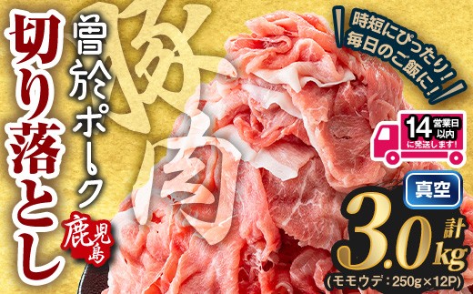 ＜14営業日以内に発送予定＞鹿児島県曽於市産 曽於ポーク切り落とし (計3.0kg) 真空パック 豚肉 切り落とし【Rana】A811-v01