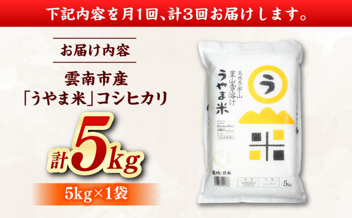 【全3回定期便】【令和8年産】神話の里/吉田町「うやま米」コシヒカリ 5kg（5kg×1） [AIDB077-r8]