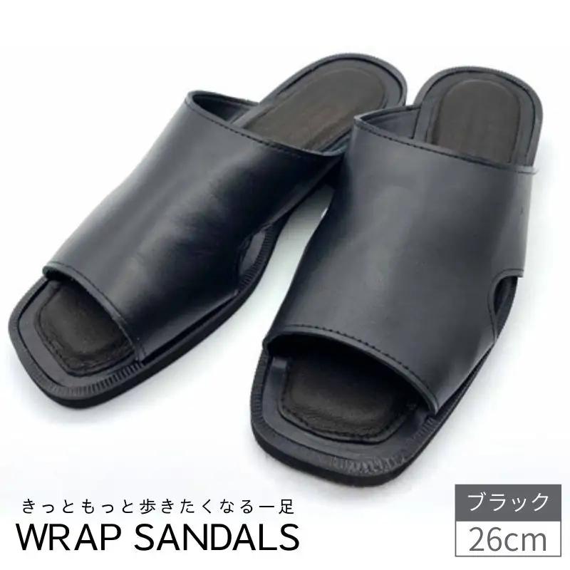 サンダル 黒 WRAP SANDALS ブラック×ブラック×ブラック 26cm【mrsn0004】