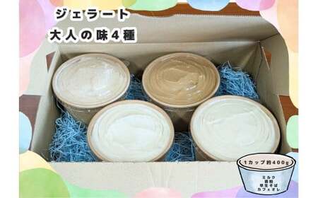 【厳選ジェラート】大人の味４種セット（ミルク、酒粕、早生そば、カフェオレ）