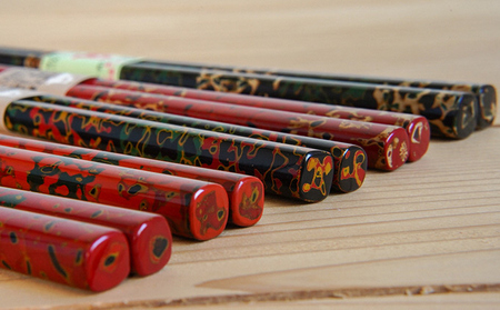 津軽塗　箸（大）1膳・唐塗 黒口呂上 工芸品 お箸 手作り 伝統技術 
