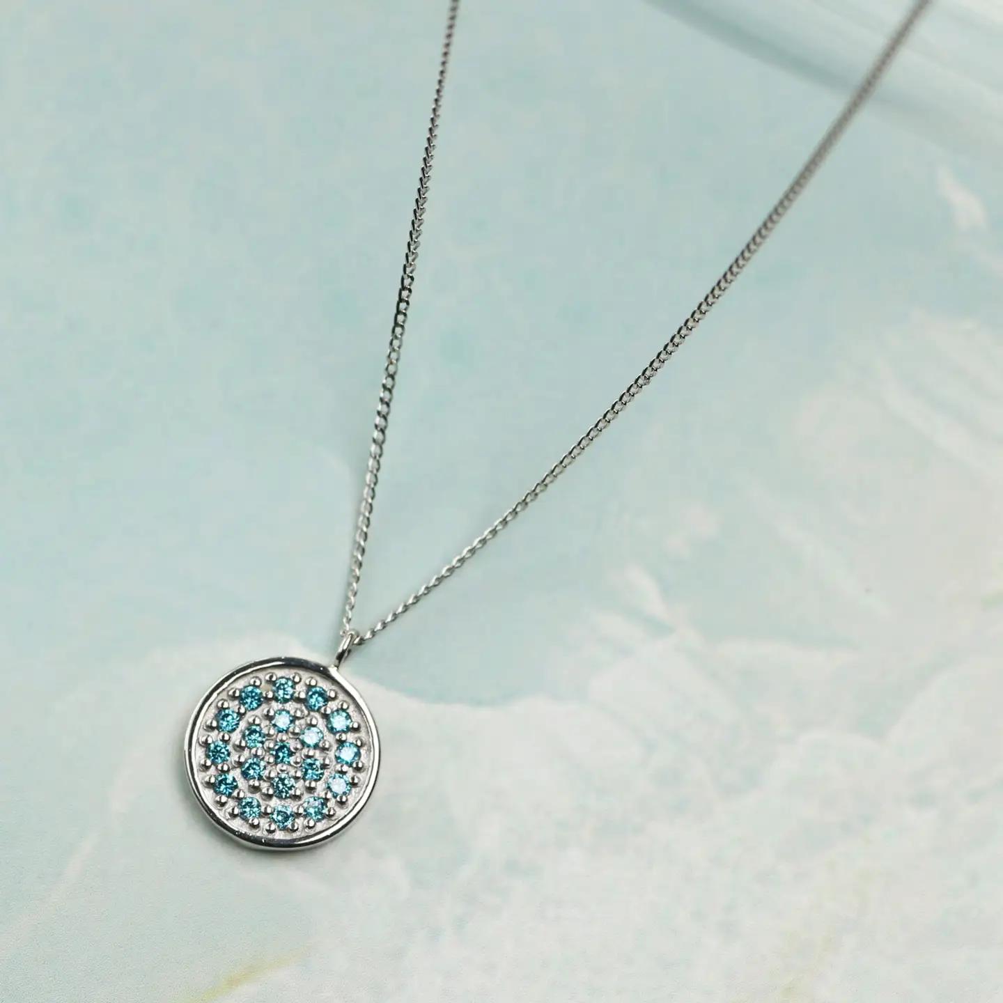 プラチナ900 ラボブルーダイヤ0.095ct パヴェネックレス PT900-N002BL / ブルーダイヤモンド アクセサリー ギフト プレゼント