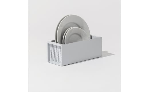 No.453-02 置き場所が自由な水切りカゴ　CARGO H110 グレー ／ 水切り バスケット 省スペース キッチン収納 セパレート 吸水構造 コンパクト 持ち運び 重ね置き 整理整頓 おしゃれ 時短 家事 大阪府