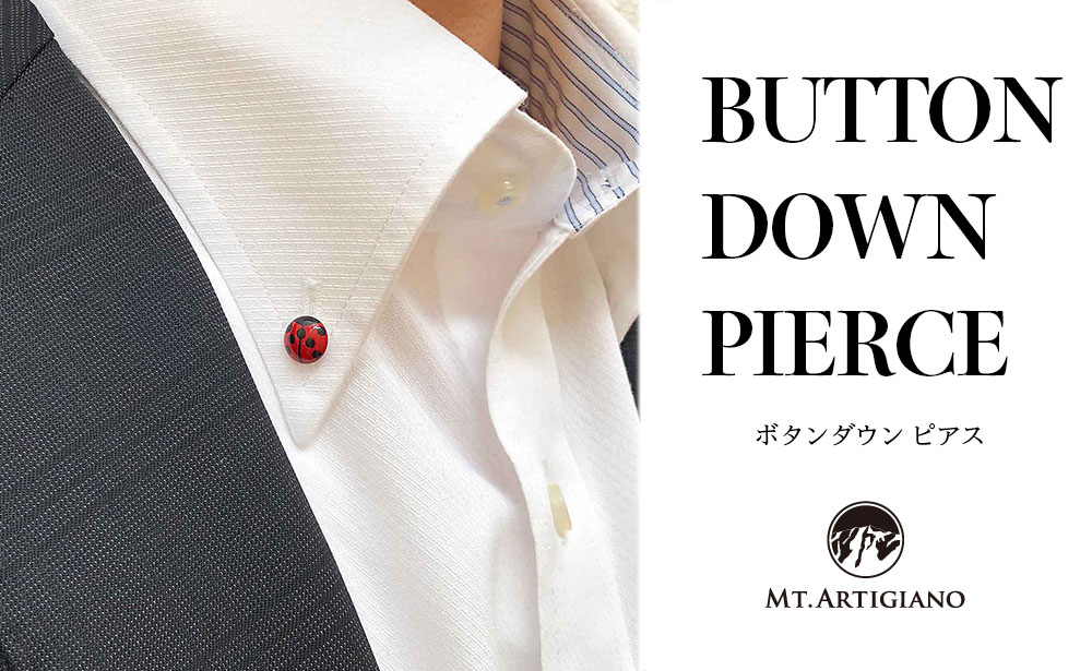 ボタンダウンピアス Lady Bird 赤  てんとう虫 白蝶貝 漆 蒔絵 ドレスピアス ピンブローチ タイタック アクセサリー  伝統工芸 工芸品  うるしアート 復興 震災 コロナ 能登半島地震復興支援 北陸新幹線 F6P-0353
