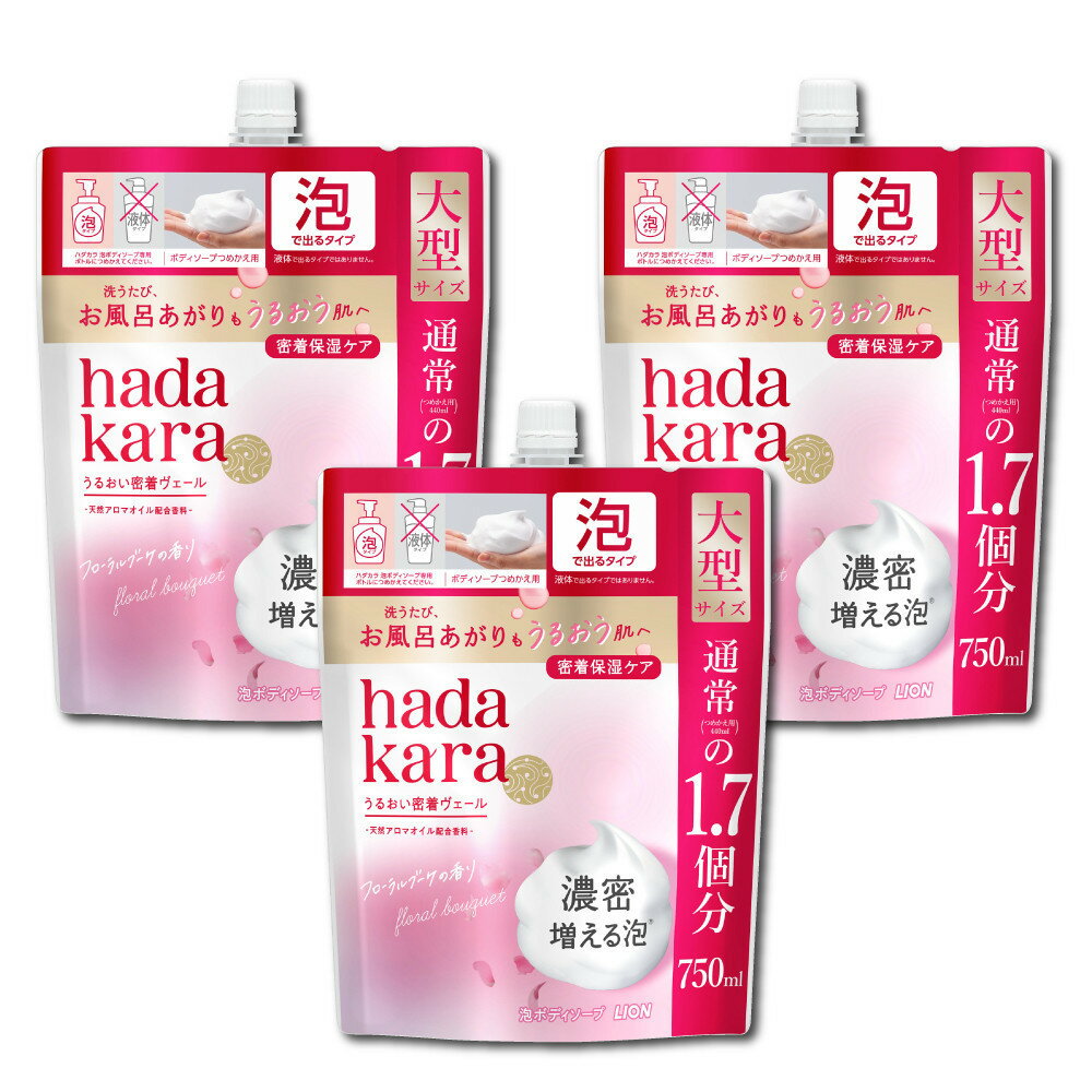 【ふるさと納税】【新パッケージ】hadakara（ハダカラ）ボディソープ　泡で出てくるタイプ　フローラルブーケの香り　詰替え750ml 3袋パック | 石鹸 スキンケア 洗浄 ボディケア 人気 おすすめ 送料無料