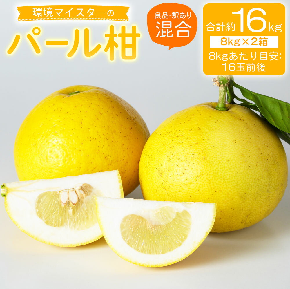 【ふるさと納税】環境マイスターのパール柑 良品 訳あり 混合 合計約16kg 約8kg×2箱 16玉前後 （栽培期間中は無肥料 ・農薬不使用） パール柑 グレープフルーツ 柑橘 果物 国産 九州産 熊本県産 送料無料【2027年2月上旬-4月上旬迄順次発送予定】