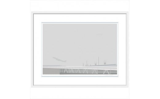 
【灰色の温かい風景】直筆サイン入り　額付きジークレープリント　小田原にある景色　心象風景　片田舎の風景　子供の頃に見た風景　海　空　山
