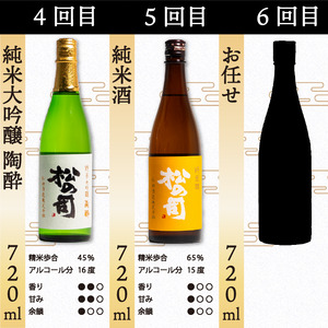 定期便 日本酒 松の司 12本 ( 1種類 × 12回 ) 720ml 1本お任せ 「楽」「AZOLLA50」「生もと純米酒」「陶酔」「純米酒」「竜王山田錦」「みずき」「黒」「限定純米酒」「純米吟醸」