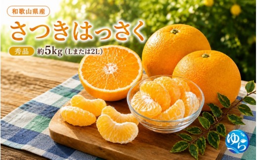 
                  和歌山由良町産 さつきはっさく 5kg 秀品 サイズおまかせ (Lまたは2Lいずれかお届け) ※2027年3月下旬から4月下旬に順次発送【sml022-satu-r-5】
                
