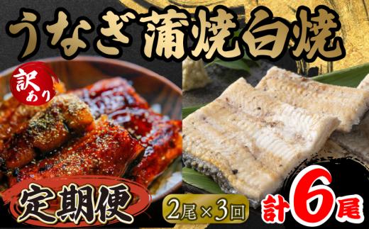 定期便 3回 訳あり うなぎ 蒲焼 白焼き 各1尾 150g以上 × 2本入 計6尾 食べ比べセット 計900g 以上 ( 鰻 3ヶ月 定期 さんしょう 入り 本格 うなぎ 2匹 冷凍 鰻 白焼 白焼き 蒲焼 蒲焼き うな丼 うな重 ひつまぶし 人気 惣菜 海鮮 贈答用 プレゼント 贈り物 ギフト 滋賀県 竜王町 ふるさと納税 )