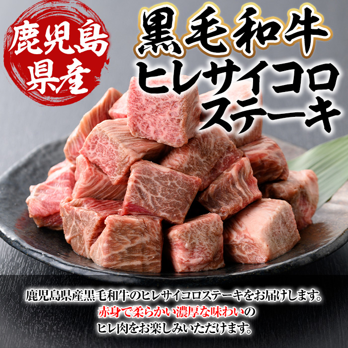 鹿児島県産黒毛和牛・濃厚ヒレ サイコロステーキ用 計500g(250g×2パック) 【ビーフ倉薗】B173