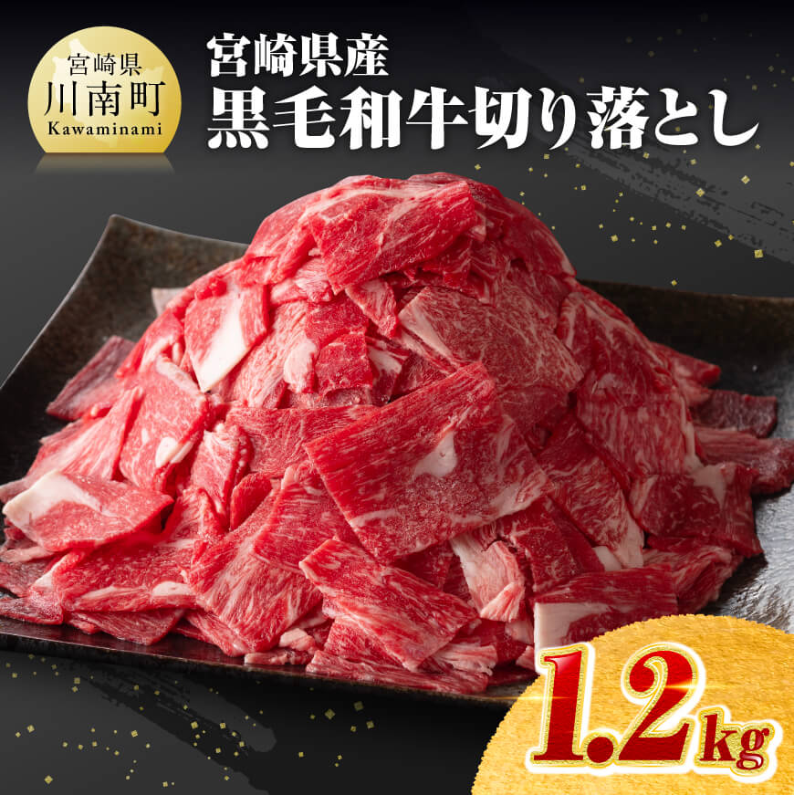 宮崎県産黒毛和牛切り落とし 1.2kg　牛肉[D0624]