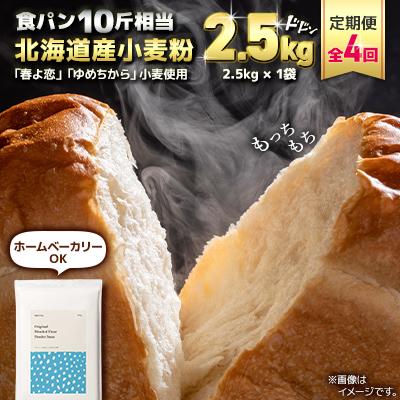ふるさと納税 室蘭市 【毎月定期便】「春よ恋」「ゆめちから」ブレンド小麦粉 パウダースノー(パン用強力粉)2.5kg全4回