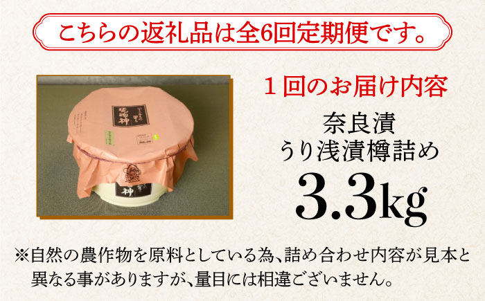 【全6回定期便】【明治神宮ご奉献品】奈良漬 「琥珀漬」 うり浅漬 樽詰め 3.3kg《築上町》【有限会社奈良漬さろん安部】奈良漬 奈良漬け [ABAE056] 210000円 21万円 210000円