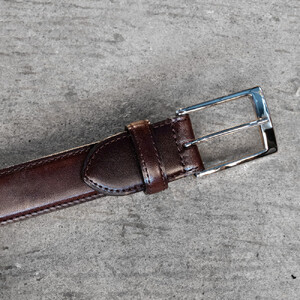 栃木レザー使用｜希少ハーネスレザーの贅沢ビジネスベルト｜Business belt｜チョコ｜minca（全3色）