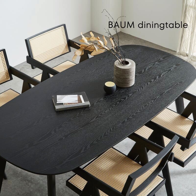 
                  BAUM/バウム ダイニングテーブル 200cm ダイニング テーブル 楕円 ブラック タモ突板 机 家具 リビング インテリア 食卓 日本製 国産
                
