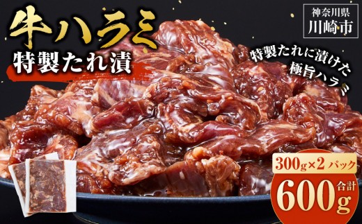 
                  牛ハラミ タレ漬け 600g ( 300g × 2 ) お肉柔らか＆タレ美味しい 小分け 使いやすい ハラミ 牛肉 焼肉 バーベキュー 冷凍 味付き 配送時期が選べる 個包装 調理簡単 便利 アウトドア キャンプ 人気 おすすめ
                