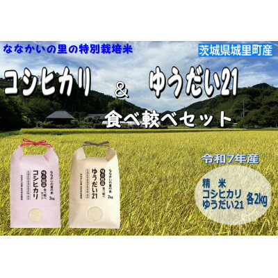 【ふるさと納税】令和7年産【特別栽培米】「コシヒカリ」&「ゆうだい21」食べ較べセット4kg(2kg×2袋)【配送不可地域：離島・沖縄県】【1557707】