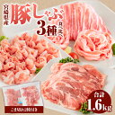 【ふるさと納税】宮崎県産 豚ロース・豚バラ・豚肩ロース しゃぶ 各300g×1 豚こま切れ 400g ミヤチク 黒毛和牛 こま切れ 300g 合計1.6kg 宮崎県 宮崎市 送料無料 お肉 肉 豚肉 豚 ロース バラ 肩ロース グルメ お取り寄せ 使い勝手 小分け パック 料理