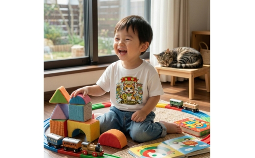 荻窪神シリーズ 猫神キッズTシャツ 1枚 （ ホワイト ） 子供 シャツ 服 プリントシャツ イラストシャツ ファッション オシャレ メンズ レディース 男性 女性 アパレル 半袖 衣類 カジュアル