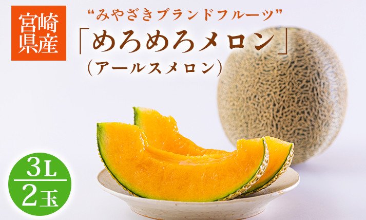 
            期間限定 宮崎県産マスクメロン「めろめろメロン」1箱(2L×2玉) 糖度14度以上 1玉1.7kg以上 みずみずしい果汁たっぷりのフルーツ[アールスメロン 産地直送 みずみずしい果汁 やわらかな果肉 ギフト 人気果物 贈答 プレゼント 贈り物 ワンストップオンライン] TF0661-P00055
          