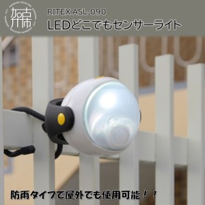 RITEX ASL-090 LEDどこでもセンサーライト《防犯 防犯ライト 乾電池式 LED センサーライト 非常灯 防犯グッズ 屋外 キャンプ ムサシ 送料無料 ふるさと納税 返礼品 おすすめ 日用品 プレゼント》【2400O10802】