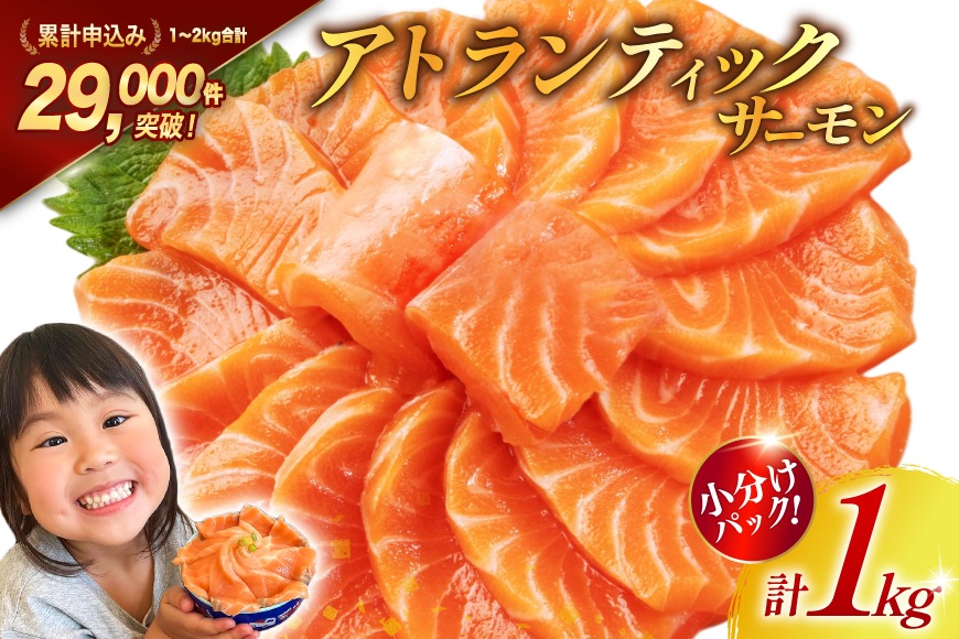 ノルウェー産 アトランティックサーモン 総重量 1kg (正味重量850g) [カネダイ 宮城県 気仙沼市 20565509] 魚 魚介類 サーモン 刺身 アトランティック アトラン 小分け 冷凍 鮭 さけ 訳あり ノルウェー