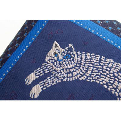ふるさと納税 富士吉田市 小さな座布団 ひるねのねこシリーズ お庭のねこ ブルー 茶席判 43x47cm 日本製 |  | 01