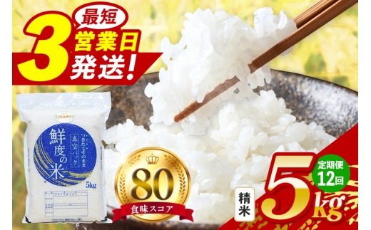 【定期便12回】精米 5kg (計60kg) 真空パック A17-016