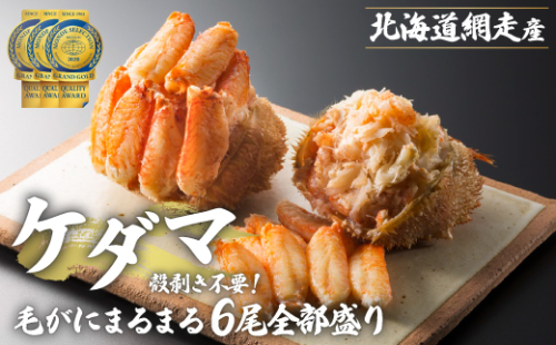 ＜網走産＞ケダマ≪毛がにまるまる1尾全部盛り×6尾入≫※着日指定不可 ABAH006