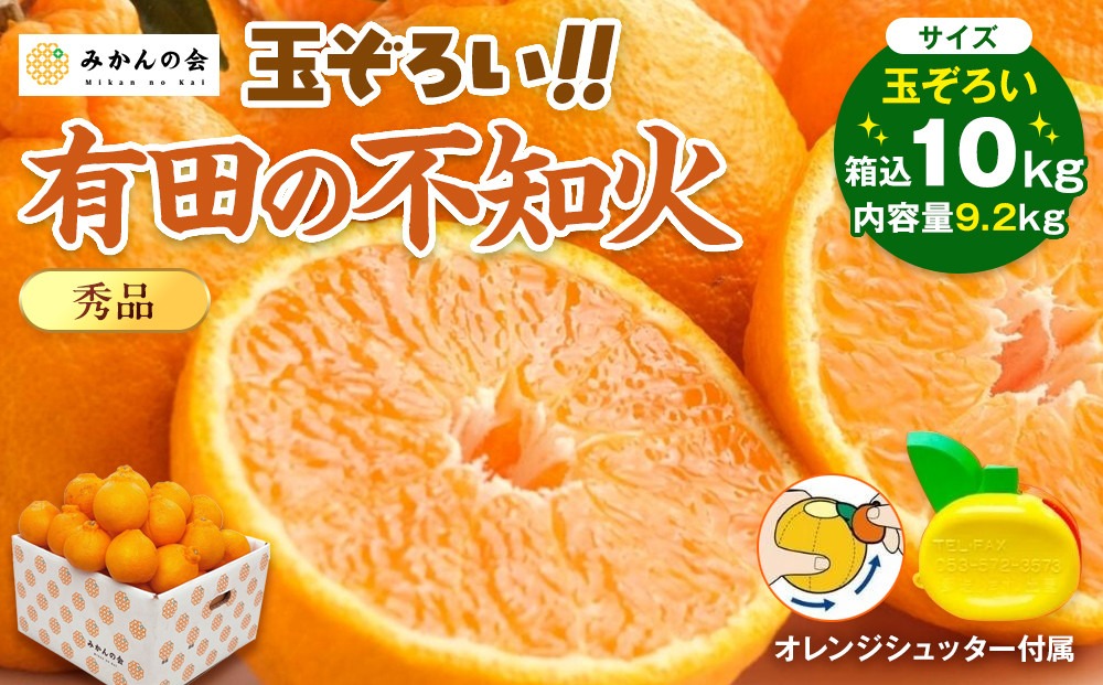 不知火 (しらぬい) 秀品 玉ぞろい 箱込 10kg (内容量約9.2kg)  和歌山県産 産地直送［みかんの会］ 	AX244