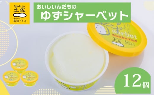ゆずシャーベット  12個 セット 高知県産 ゆず 爽やか 甘酸っぱい 高知アイス おいしいんだもの ご当地アイス 香り アイスクリーム アイス  スイーツ デザート おやつ 冷蔵 高知県 須崎市 ICE002