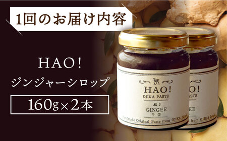 【全3回定期便】HAO！ジンジャーシロップ 2本 （160g/本)  ジンジャー 生姜 ジンジャーエール シロップ スパイス  常温  [DAA016]