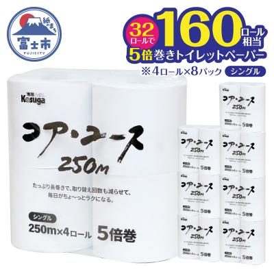 ふるさと納税 富士市 コアユース250 5倍巻き 芯なし シングル 250m 4ロール×8パック