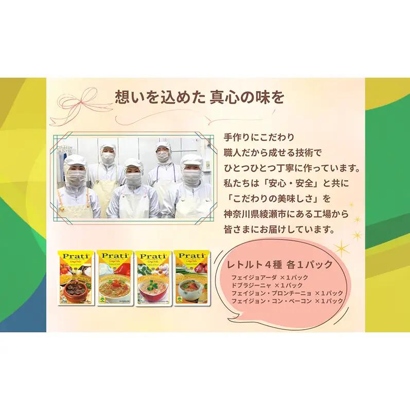 【市内製造】温めるだけ！本格ブラジル料理食べ比べ レトルト4種バラエティセット【350ｇ(2人前)×4種 計4パック】 食品 簡単 手軽 電子レンジ 神奈川県 綾瀬市
