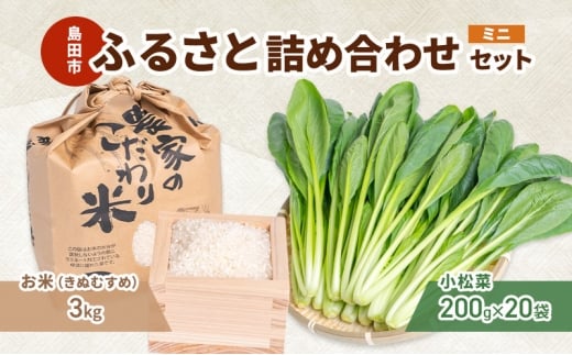 [№5695-2096]小松菜  お米(きぬむすめ)   詰め合わせ セット4　野菜 やさい こまつな 旬 国産 米 こめ コメ 産地直送 詰合せ 静岡県 島田市