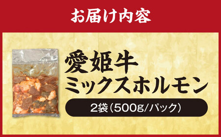 【冷凍】 愛姫牛 肉屋のこだわりお惣菜 タレ漬けミックスホルモン 500g×2パック 1kg/木村屋精肉店 牛丼 牛肉 和牛 牛 国産[AGCC068]